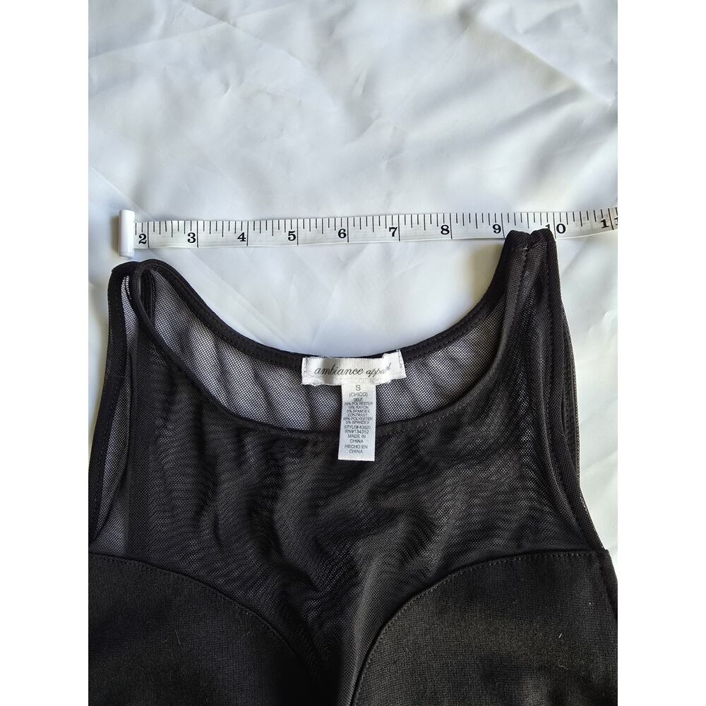 Ambiance Apparel black mesh peplum sleeveless blouse women’s regular size S - Picture 4 of 9